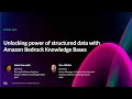 AWS re:Invent 2024-Unlocking power of structured data with Amazon Bedrock Knowledge Bases-AIM396-NEW