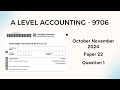 A Level Accounting October November 2024 Paper 22 9706/22 Question 1