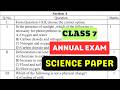 Class 7 Annual Exam Science Paper  | Class 7 Science Final Exam Paper 2026