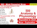 500 Anatomy and Physiology Mcqs Repeated in 2025 | Staff Nurse Exams Questions 2025 | #norcetmcq