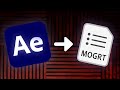 How To Export A MOGRT From After Effects