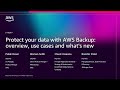 AWS re:Invent 2025 - Protect your data with AWS Backup: overview, use cases and what's new (STG207)
