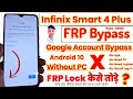Infinix Smart 4 Plus FRP Bypass | X680D FRP Bypass | Android 10 | Infinix X680D Gmail Account Remove