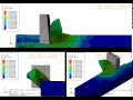 Abaqus CAE explicit orthogonal cutting 3D planing simulation Mises Stress multiple viewports
