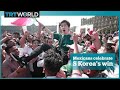 Mexico fans celebrate South Korea's win against Germany in the World Cup