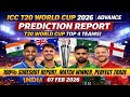 ICC T20 World Cup 2026 | Advance Prediction Report | T20 World Cup Top 4 Teams | 07 Feb 2026