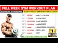 Full Week Gym Workout Plan For Muscle Gain | Beginners | Intermediate @BuddyFitness