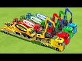 TRANSPORTING EXCAVATOR, RENAULT MIXER TRUCK, BULLDOZER UNEXPECTED INCIDENT WITH MERCEDES TRUCK  FS22