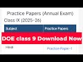 Doe annual practice sample question paper 2025-26 class 9 /final exam sample paper 2026 class 9th