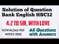 Solution of Question Bank HSC 12 English | 4.2 To Sir, With Love by E R Braithwaite | Answers