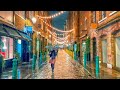 Rainy \u0026 Windy London Streets ☔️🍁 Autumn Night Walk with City Lights 🌃 4K HDR Binaural
