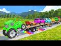 Flatbed Truck McQueen | Transportation with Truck - Pothole vs Car #117 | BeamNG.Drive Gameplay