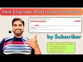 Data Engineer most tough questions by Subscriber | slow query | schema evolution | debugging