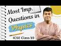 ICSE Physics Board Exam 2026 | Most Expected Questions | Live Marathon
