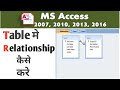 ms access me relationship in hindi | Relationship in ms access #access