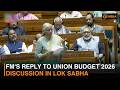 LIVE: Finance Minister Nirmala Sitharaman's reply to Union Budget 2026 discussion in Lok Sabha