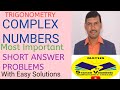 complex numbers Important SHORT ANSWER PROBLEMS @VATAMBEDUSRAVANKUMAR