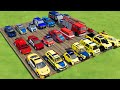 TRANSPORTING CARS, AMBULANCE, POLICE CARS, FIRE TRUCK OF COLORS! WITH TRUCKS! - FS 22