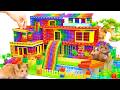 ASMR Video - How To Build SAFEST Mansion Have Glass Elevator \u0026 Slide From Magnetic Balls
