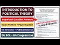DU SOL Introduction to Political Theory Important Questions Answers 1st Sem Political Science