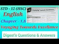 Std. 12 | English | Lesson 1.8 | Voaging Towards Excellence | Digest's Answers | Maharashtra board
