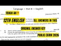 12th English original answer key-public exam 2026