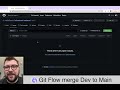 Git Flow and GitHub: How to merge dev into main.