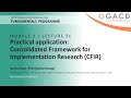 GACD e-Hub Fundamentals Programme - 3C Practical application: CFIR