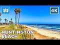 [4K] Huntington Beach, California - Blufftop Park to Pier Walking Tour \u0026 Travel Guide 🎧 Ocean Waves