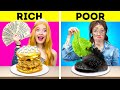 RICH VS NORMAL STUDENT || Eating Only Expensive Food For 24 HRS! Funny Challenge by 123 GO! FOOD