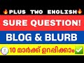 🔥10 മാർക്ക്‌ ഉറപ്പിക്കാം🔥BLURB \u0026 BLOG WRITTING|✅SURE QUESTION|Onam Exam 2024 Plus Two English