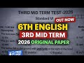6th std English Third Mid Term 2026 | Original Paper+Free PDF |3rd Midterm exam 2026 question paper
