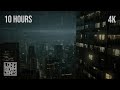 GLASS \u0026 RAIN — Heavy Rain on City Windows with Distant Thunder | 4K | 10 Hours | RELAX | SLEEP