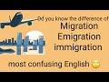 Confusing English vocabulary-migration | Immigration | Emigration |what's the difference |
