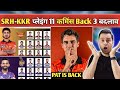 SRH vs KKR Playing 11 2026 🔥 Pat Cummins Returns as Captain 😱 Shocking Changes in SRH Team!