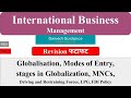 2 | International Business Management | Globalization, Modes of Entry,  MNC, Stage in Globalization