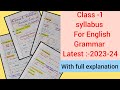 class-1 syllabus 2023-24|Grade -1 English syllabus /class -1 English Grammar Syllabus