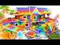 DIY - Build Mini Rainbow Villa With Giant Swimming Pool And Water Slide From Magnetic Balls ASMR