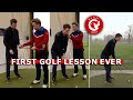 First GOLF LESSON ever! - This guy NEVER hit a golf ball in his life!