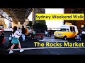 The Rocks Market, Sydney: Street Market with Great Food \u0026 Trinkets, Australian Early Spring Walk, 4K