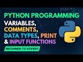 Python Programming: Variables, Comments, Data Types, Print \u0026 Input Functions | In Hindi