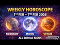 Weekly Horoscope 1st Feb to 7th Feb 2026 | Mercury, Moon \u0026 Venus Transit | All Zodiac Signs