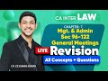 Management \u0026 Admin. Part-1 General Meetings Revision CA Inter Law 🥇| Sep 25\u0026Jan 26✅|CA Karan Kumar 
