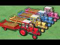 TRANSPORTING mini TRACTORS to MANURE WORK vs Trucks ! Farming Simulator 22