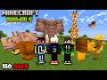We Survived 150 Days In ANIMAL WORLD In Minecraft.. !