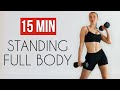 15 MIN FULL BODY HIIT - All Standing, With Weights, Home Workout