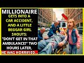 LITTLE BEGGAR GIRL SCREAMS AT INJURED MILLIONAIRE: \