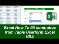Excel Combobox Fill From Table Userform Excel VBA