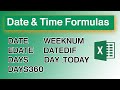 DATE \u0026 TIME FORMULA IN EXCEL, how to use date, today, now, edate, eomonth, year, days, datedif.