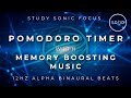 Memory Boosting Music with Pomodoro Timer (50/10) 12Hz Alpha Binaural Beats for Exams, Focus \u0026 Study